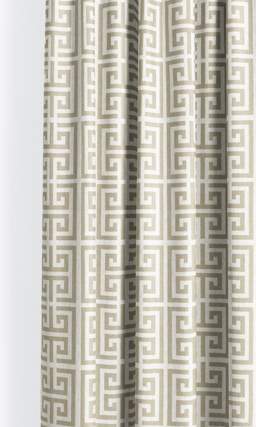 Greek Key Print Curtain Panels for Living, Bedroom, Kitchen, Bathroom (Beige/ White)