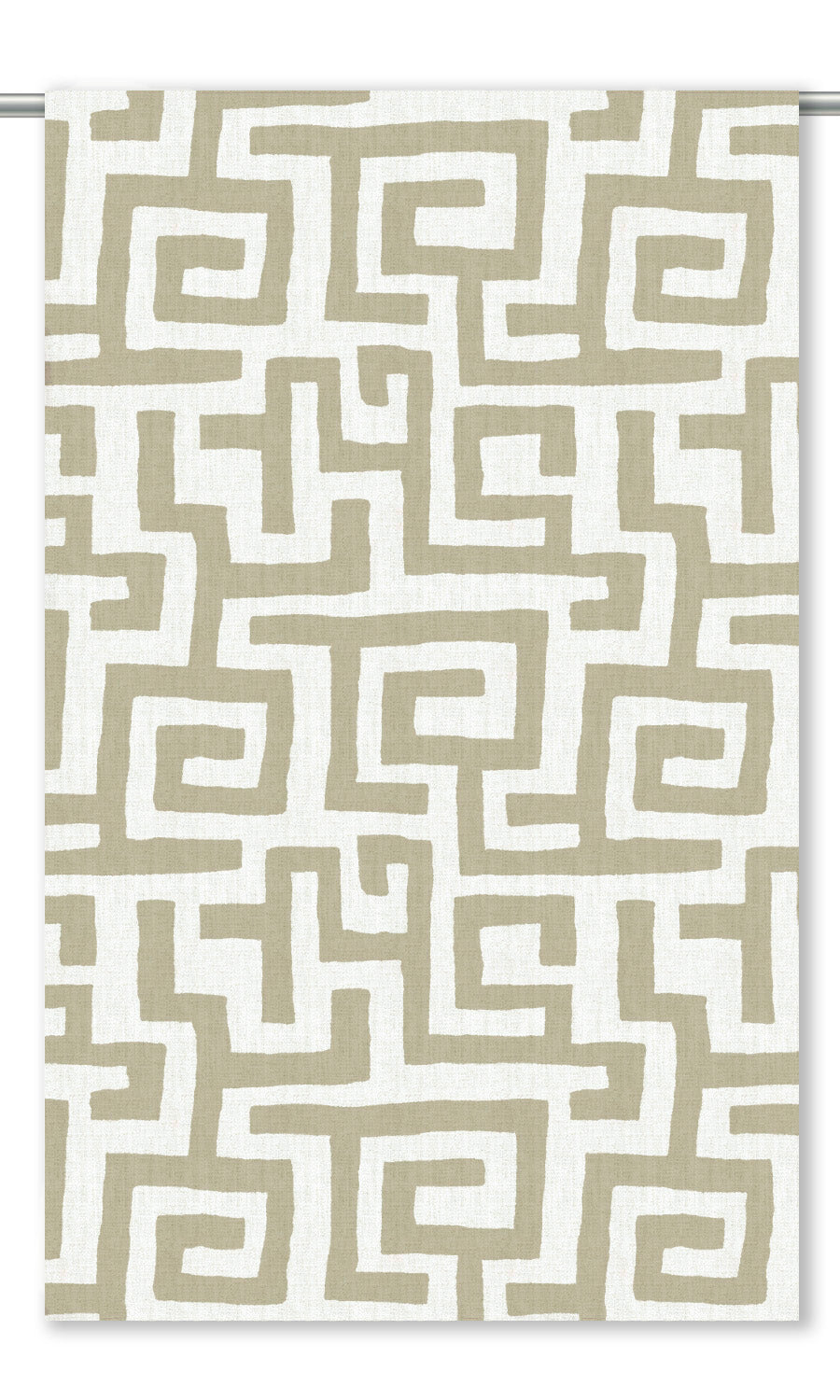 Greek Key Maze Window Curtains (Beige/ White)