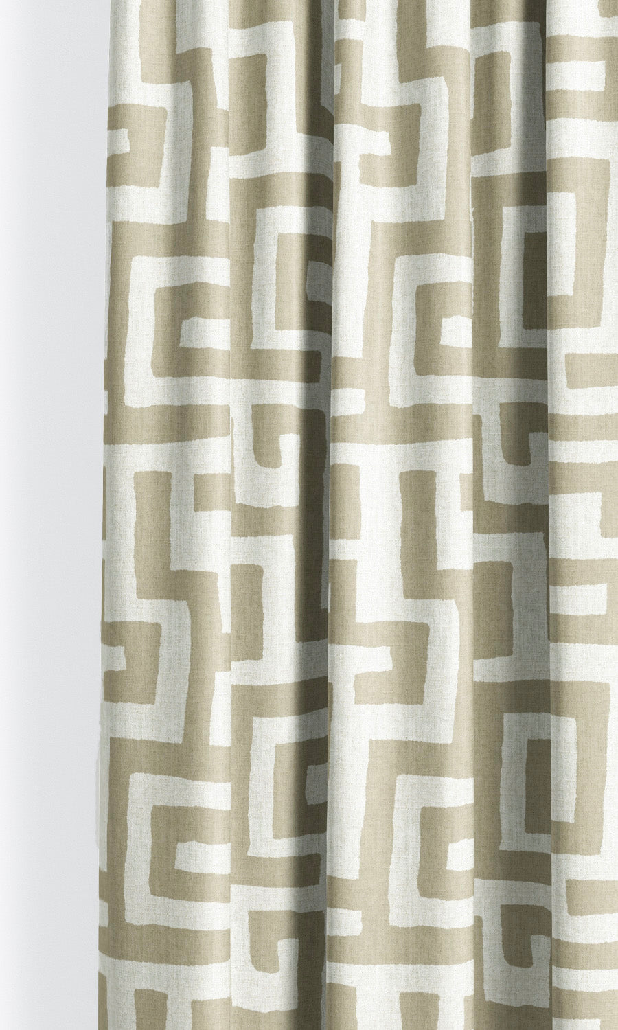 Greek Key Maze Window Curtains for Living, Bedroom, Kitchen, Bathroom (Beige/ White)