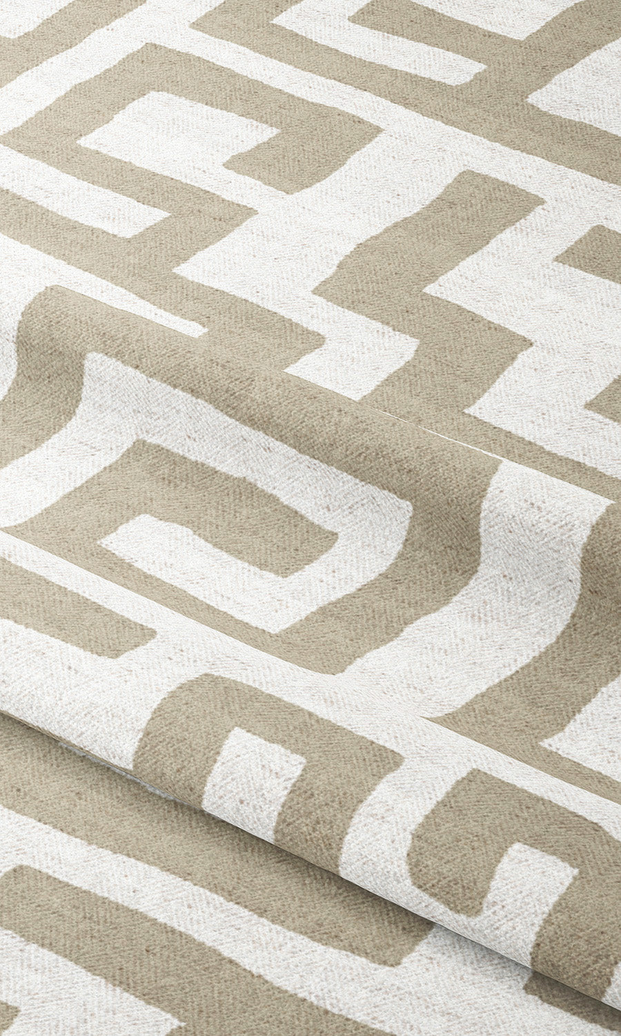 Greek Key Maze Window Curtains (Beige/ White) Extra Long Short Wide