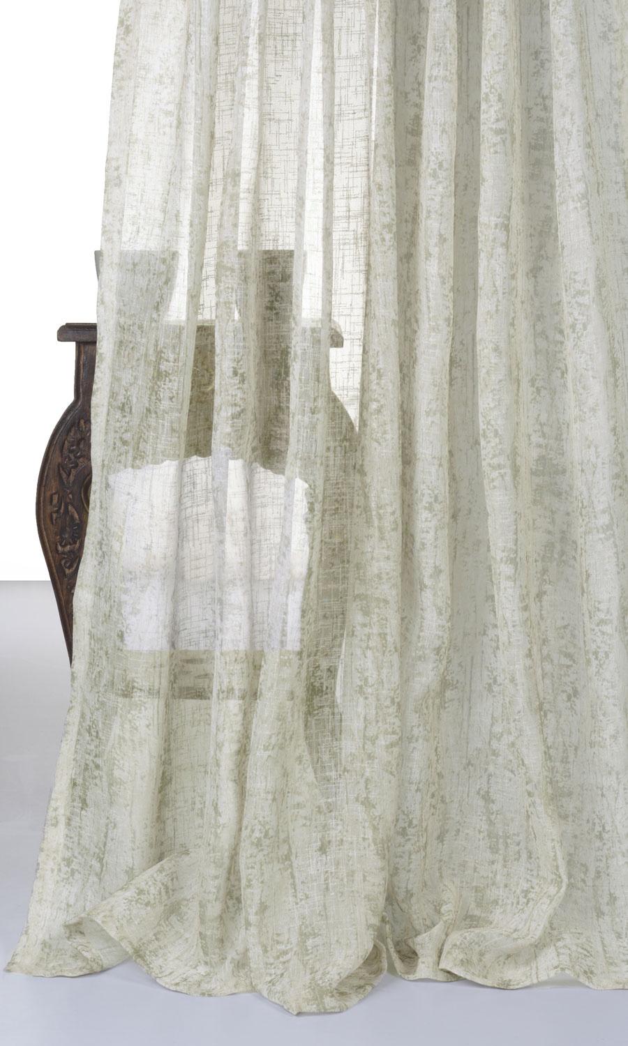 Textured Sheer Custom Curtains (Green)