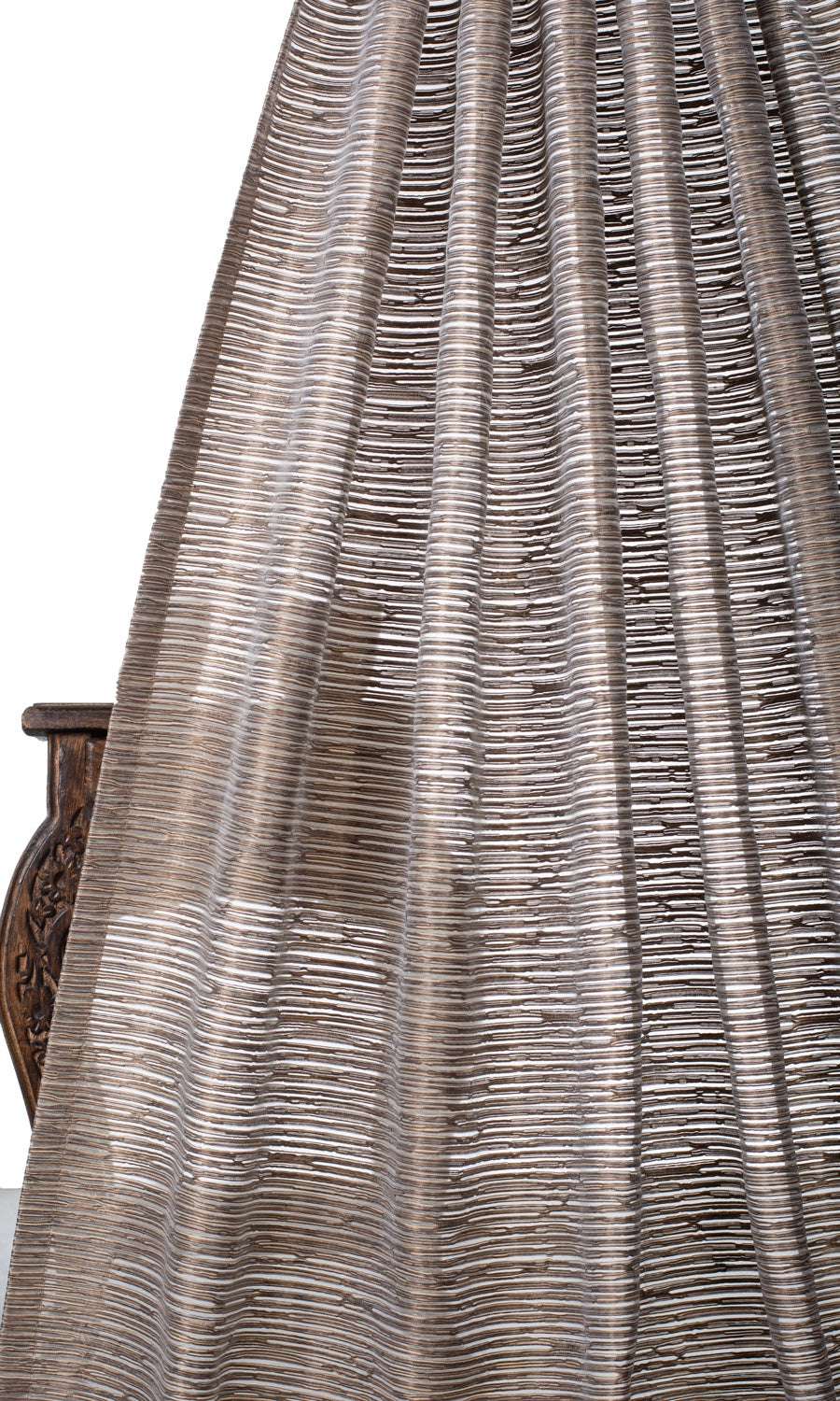 Striped Sheer Drapes for Living, Bedroom, Kitchen, Bathroom (Mocha Brown)