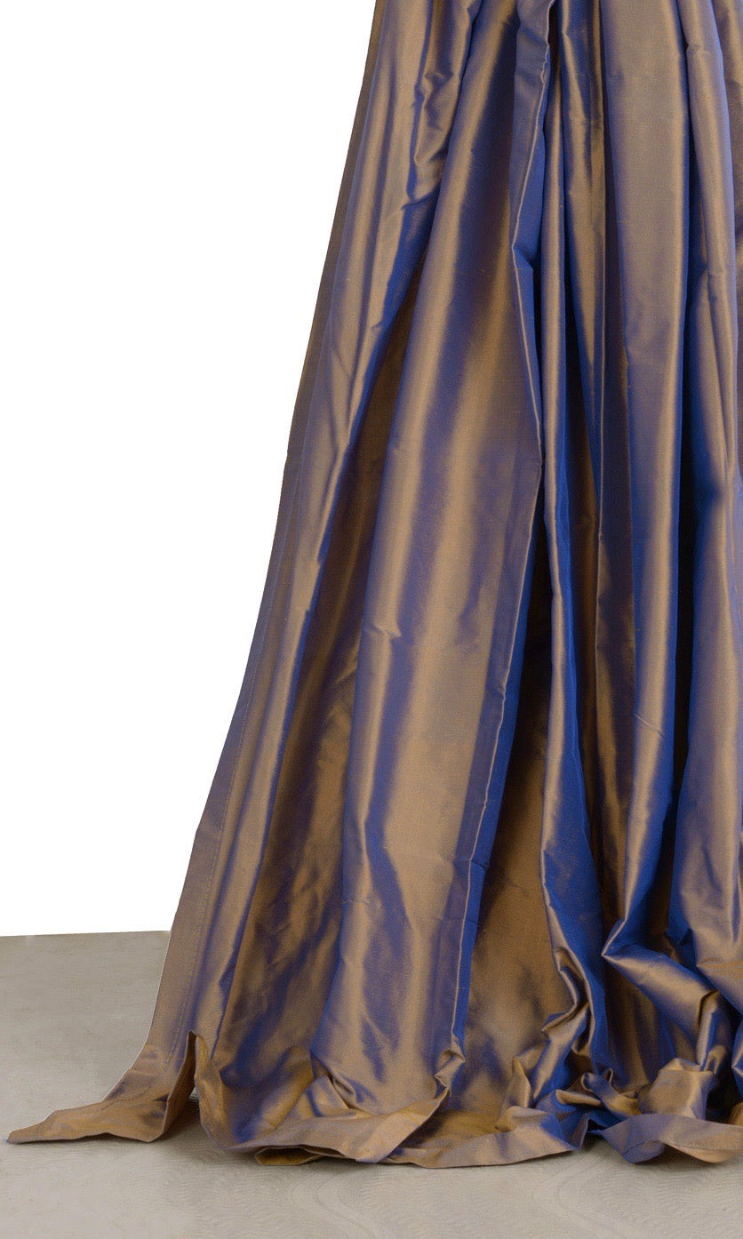 Shantung Silk Window Curtains for Living, Bedroom, Kitchen, Bathroom (Purple/ Gold)