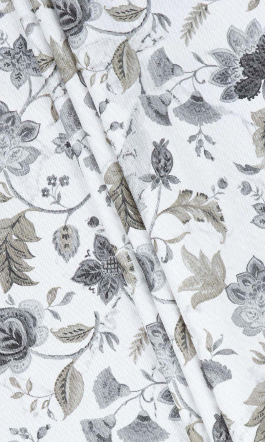 Floral Cotton Custom Curtains (White/ Grey/ Beige)