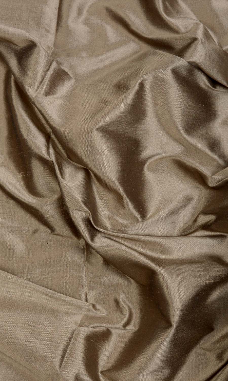 Shantung Silk Pinch Pleat, Rod Pocket, Eyelet Curtains (Brown)