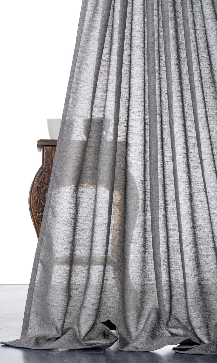 Plain Sheer Pinch Pleat, Rod Pocket, Eyelet Curtains (Dark Grey)