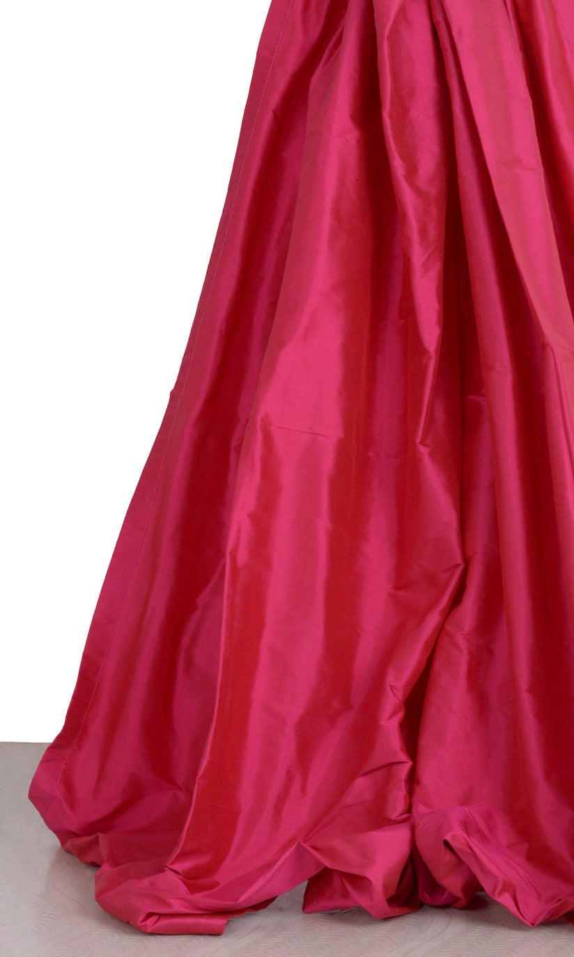 Shantung Silk Curtain Panels for Living, Bedroom, Kitchen, Bathroom (Ruby Pink)