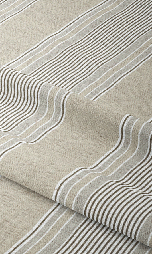 Striped Window Curtains (Grey-Beige)