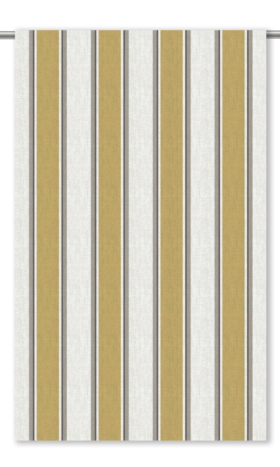 Regency Striped Window Curtains (Ochre Yellow/ White/ Gray)