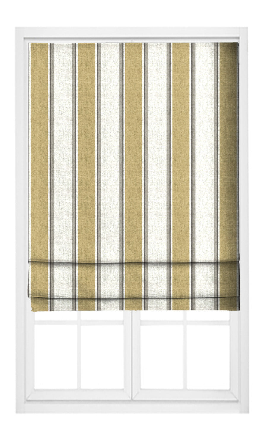 Regency Striped Pinch Pleat, Rod Pocket, Eyelet Curtains (Ochre Yellow/ White/ Gray)