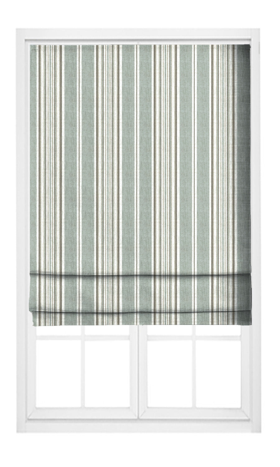 Striped Flat, Plain, Fake, Faux, European Relaxed Roman Shades (Duck Egg Blue/ Olive Brown)