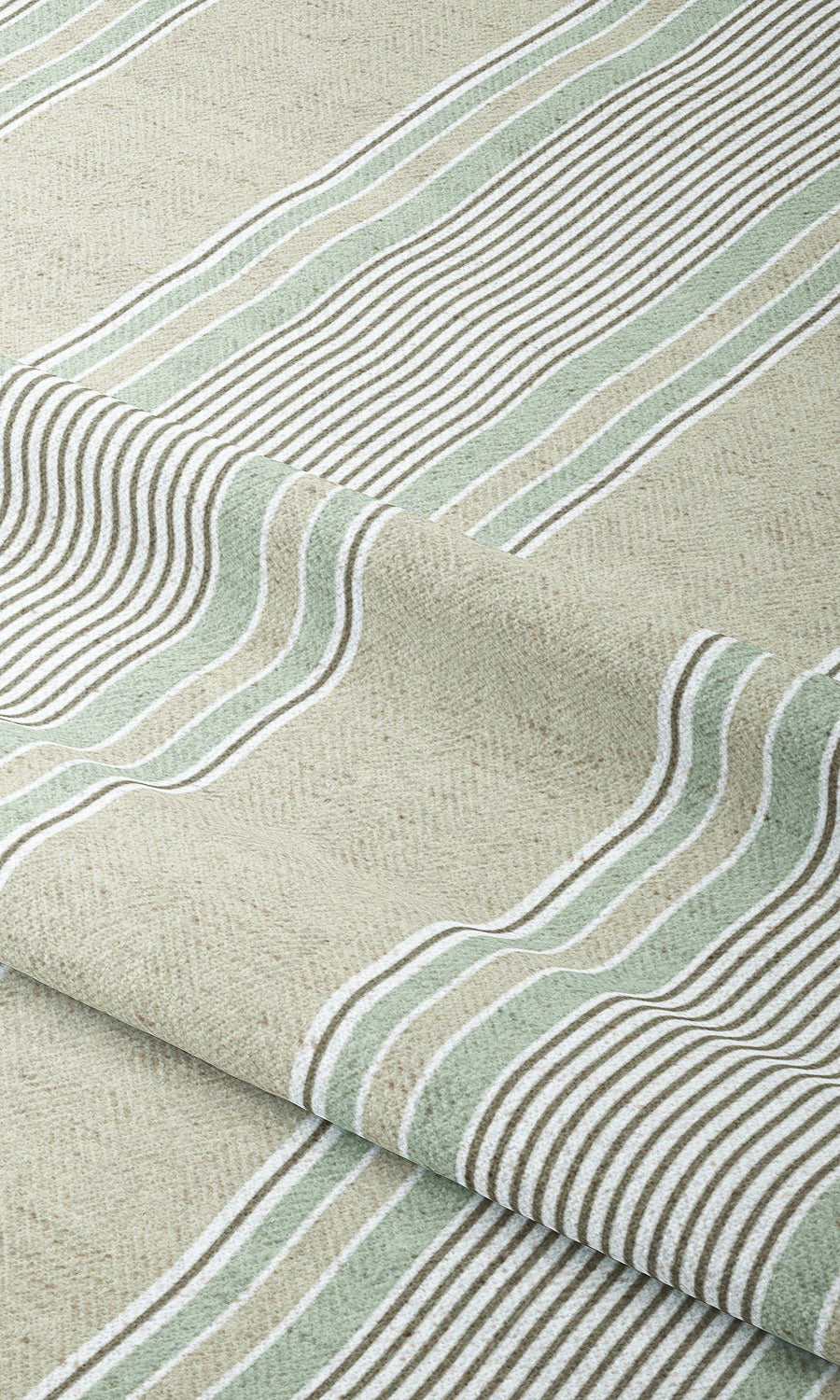 Striped Window Curtains (Khakhi Beige/ Green)