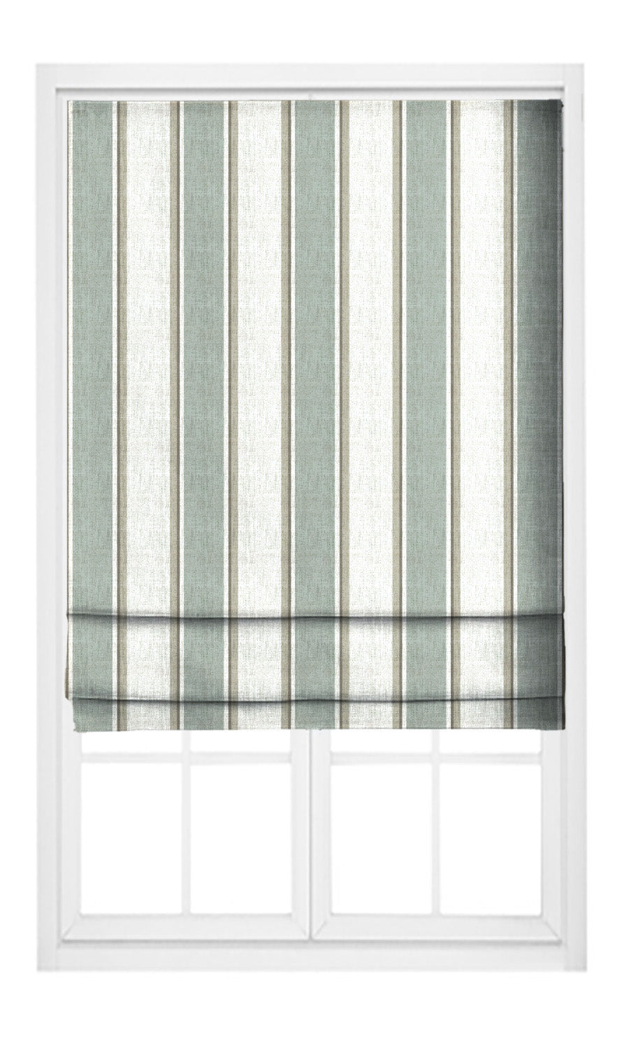 Regency Striped Flat, Plain, Fake, Faux, European Relaxed Roman Shades (Duck Egg Blue/ White)