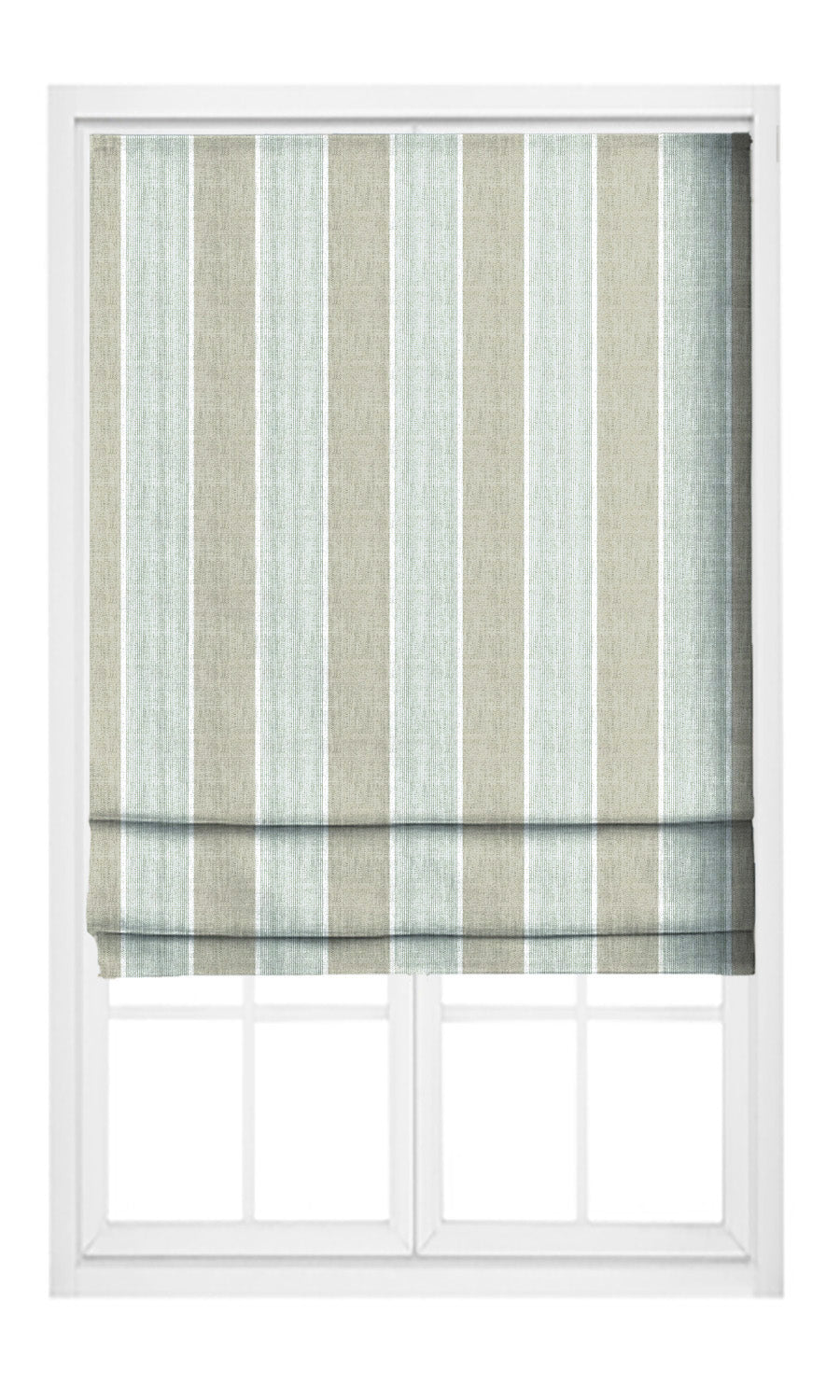 Regency Striped Roman Shades (Greige/ Ice Blue) Extra Long Short Wide