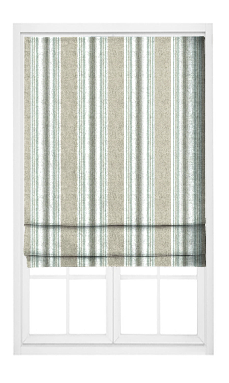 Striped Pinch Pleat, Rod Pocket, Eyelet Curtains (Khakhi Beige/ Green)