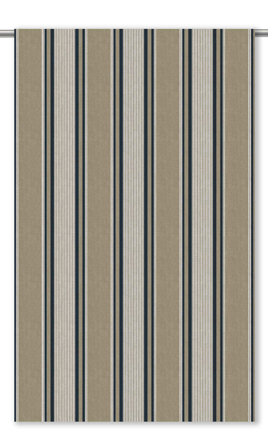 Striped Curtain Panels for Living, Bedroom, Kitchen, Bathroom (Hazelnut Beige/ Deep Blue)