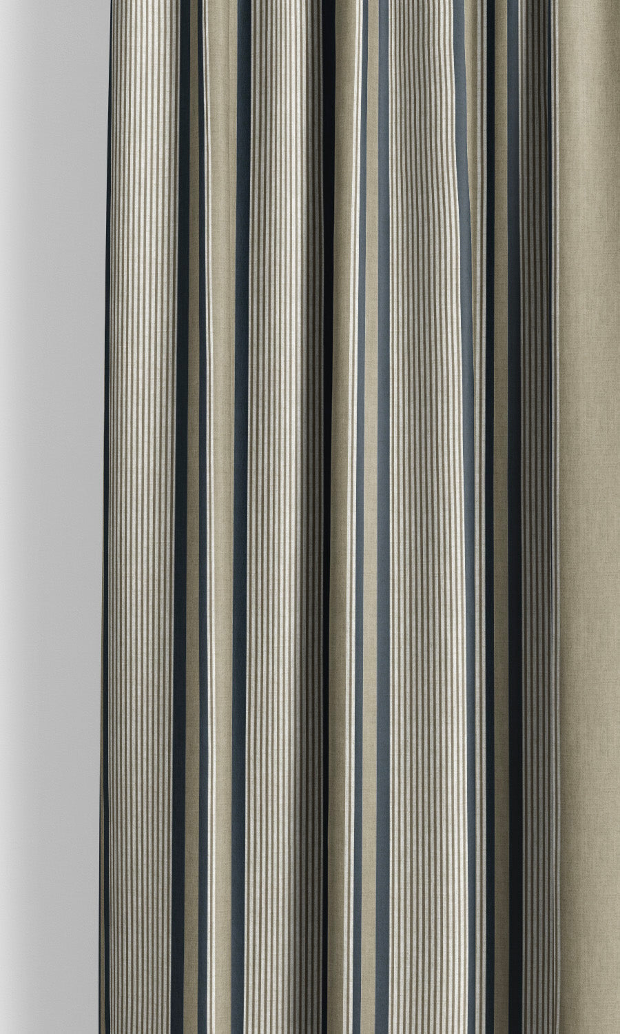 Striped Curtain Panels (Hazelnut Beige/ Deep Blue) Extra Long Short Wide