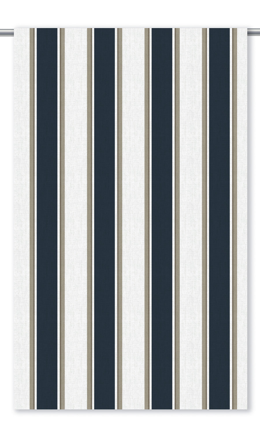 Regency Striped Window Curtains (Midnight Blue/ Beige)
