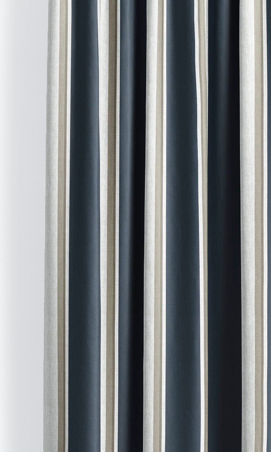 Regency Striped Window Curtains for Living, Bedroom, Kitchen, Bathroom (Midnight Blue/ Beige)