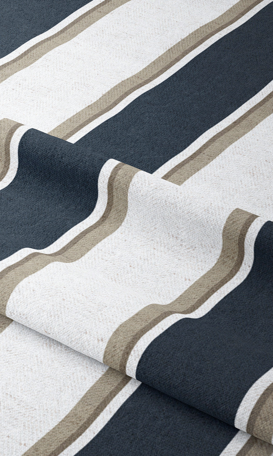 Regency Striped Window Curtains (Midnight Blue/ Beige) Extra Long Short Wide