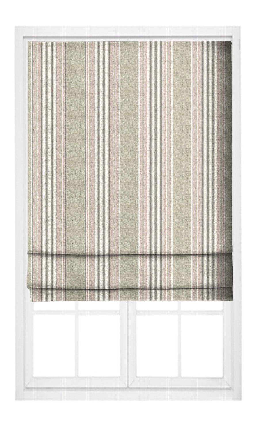 Striped Flat, Plain, Fake, Faux, European Relaxed Roman Shades (Blush Pink/ Pastel Green)