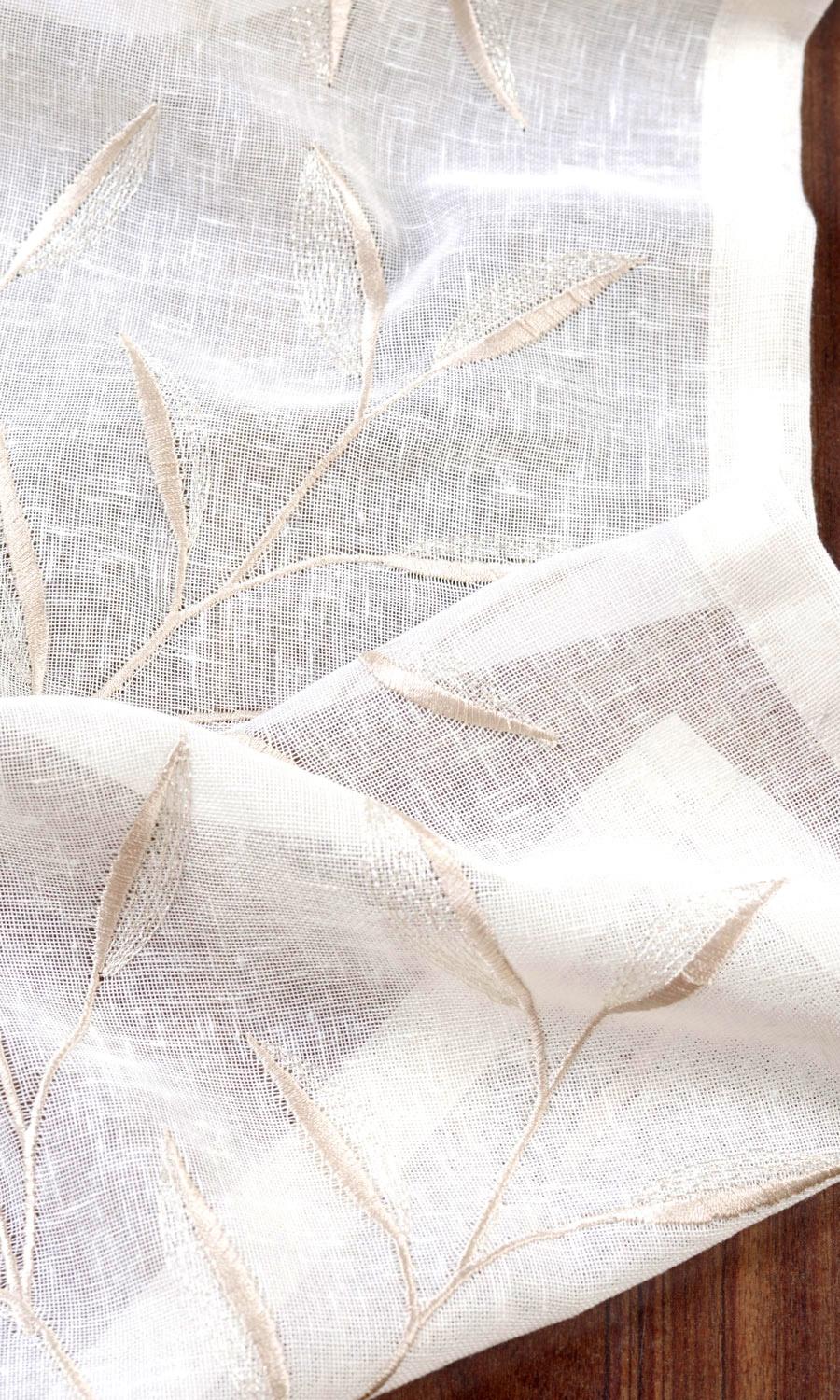 Sheer Floral Curtain Panels for Living, Bedroom, Kitchen, Bathroom (White/ Beige)