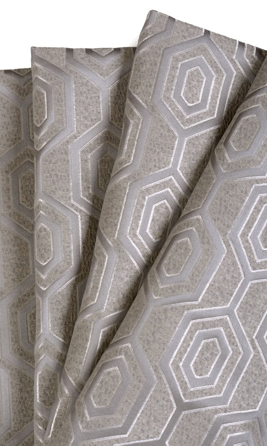 Jacquard Honeycomb Patterned  Drapes (Grey)