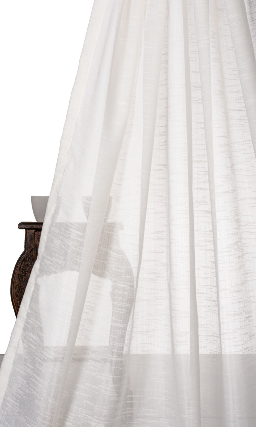 Textured Sheer Pinch Pleat, Rod Pocket, Eyelet Curtains (White)