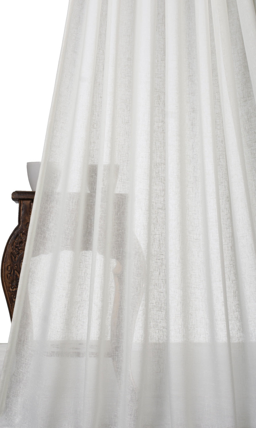 Plain Linen-Texture Sheer Pinch Pleat, Rod Pocket, Eyelet Curtains (White)