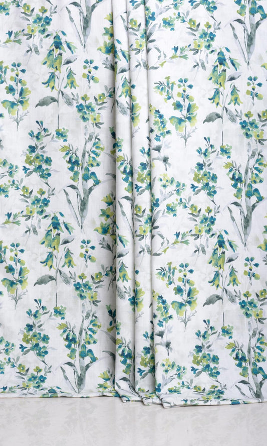Floral Print Drapery (Blue/ Green)