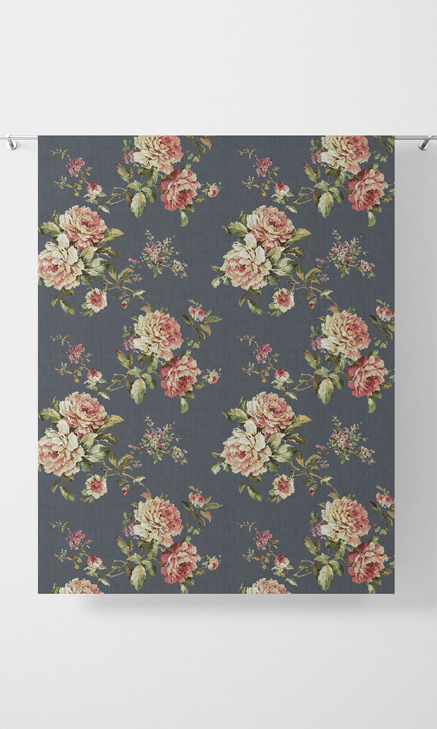 Floral Drapery (Navy Blue-Grey/ Green/ Pink)