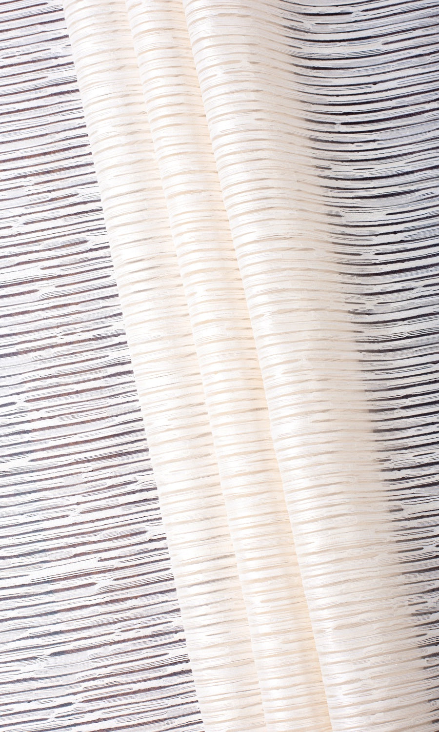 Striped Sheer Window Curtains (Ivory/ Beige) Extra Long Short Wide