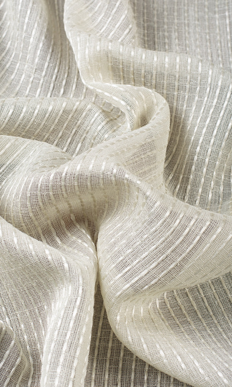 Striped Embroidery Sheer Curtains / Drapes / Window Drapery Panels (Gray)