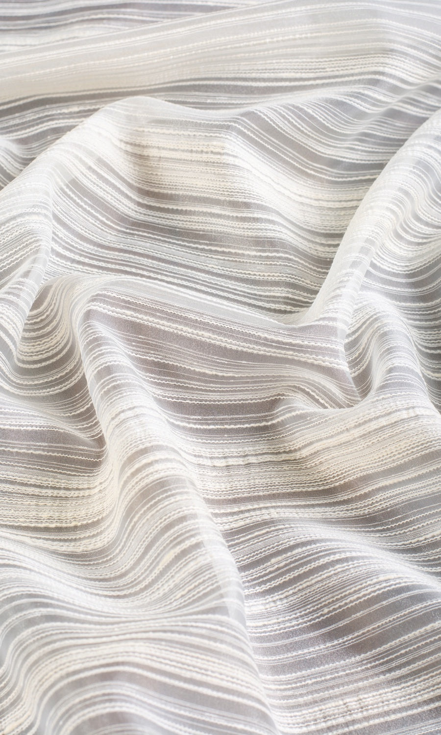 Striped Sheer Any Size Style Curtains (Ivory/ Cream)