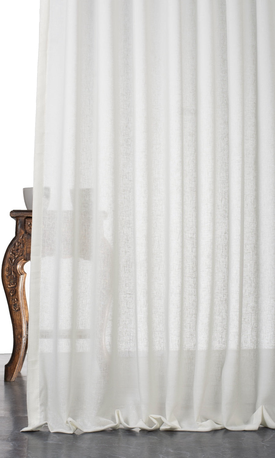 Plain Linen-Texture Sheer Curtain Panels for Living, Bedroom, Kitchen, Bathroom (White)