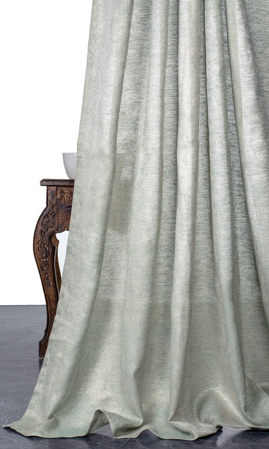 Textured Curtain Panels for Living, Bedroom, Kitchen, Bathroom (Seafoam Green/ Gold)
