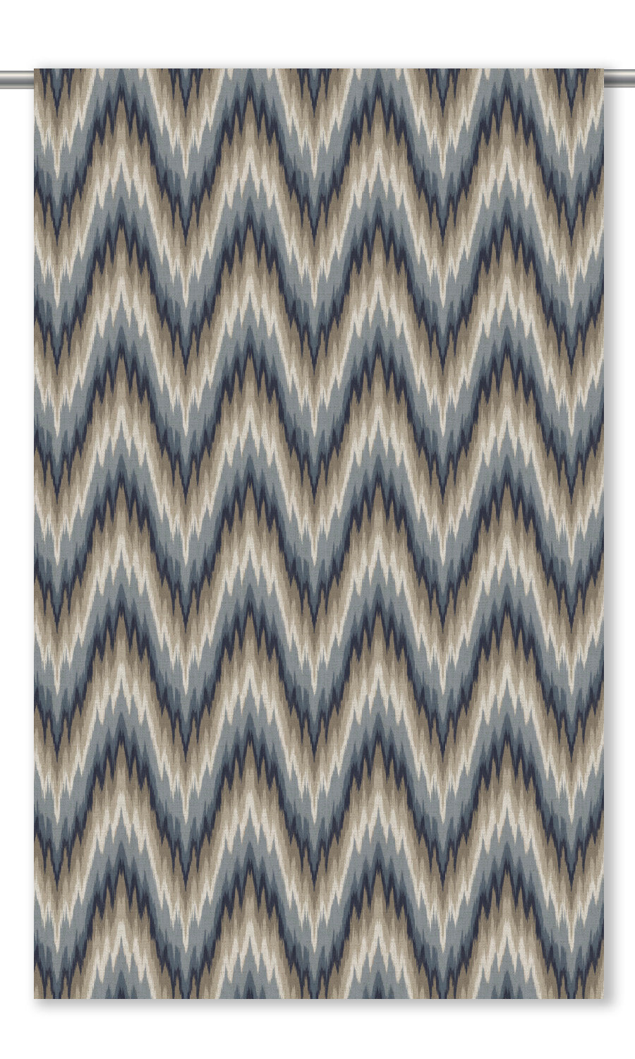 Ikat Chevron Curtain Panels (Navy Blue/ Beige)