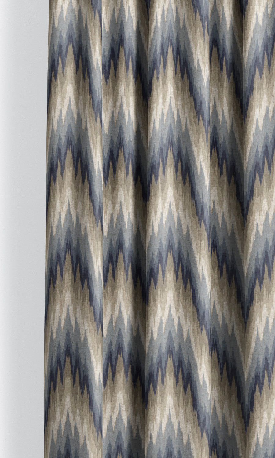 Ikat Chevron Curtain Panels for Living, Bedroom, Kitchen, Bathroom (Navy Blue/ Beige)
