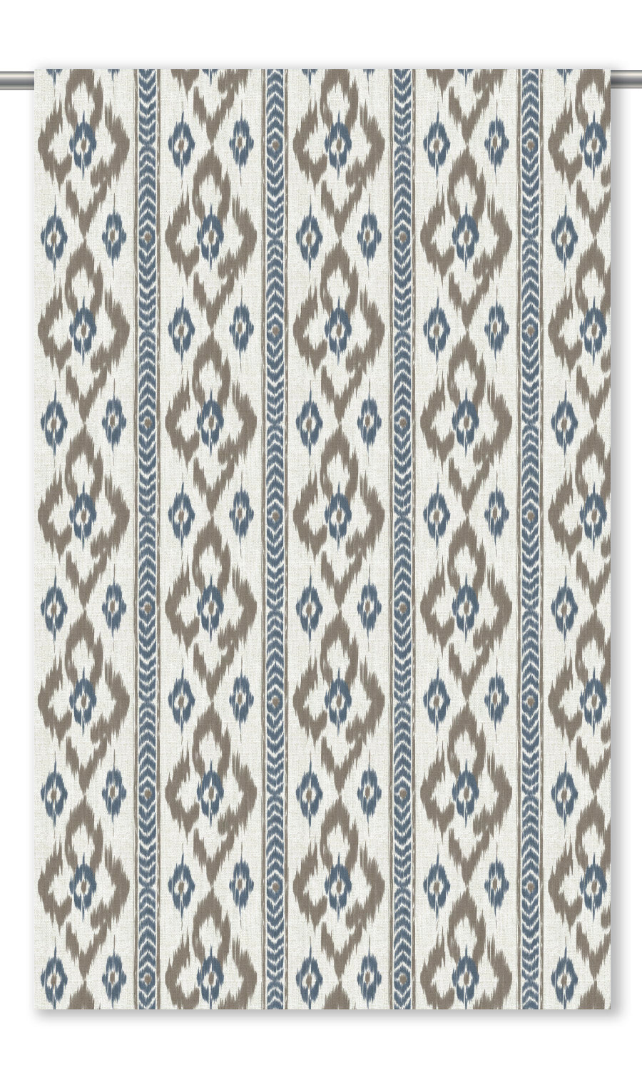 Ikat Geometric Drapes (Taupe/ Prussian Blue)