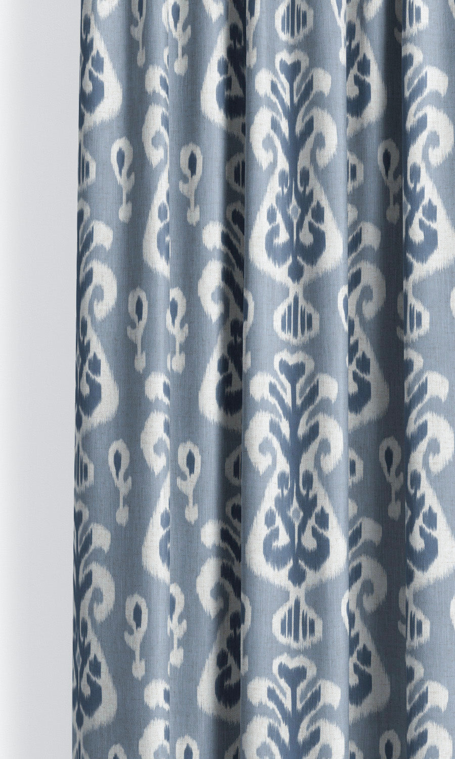 Ikat Floral Drapery for Living, Bedroom, Kitchen, Bathroom (Cornflower Blue/ Navy)