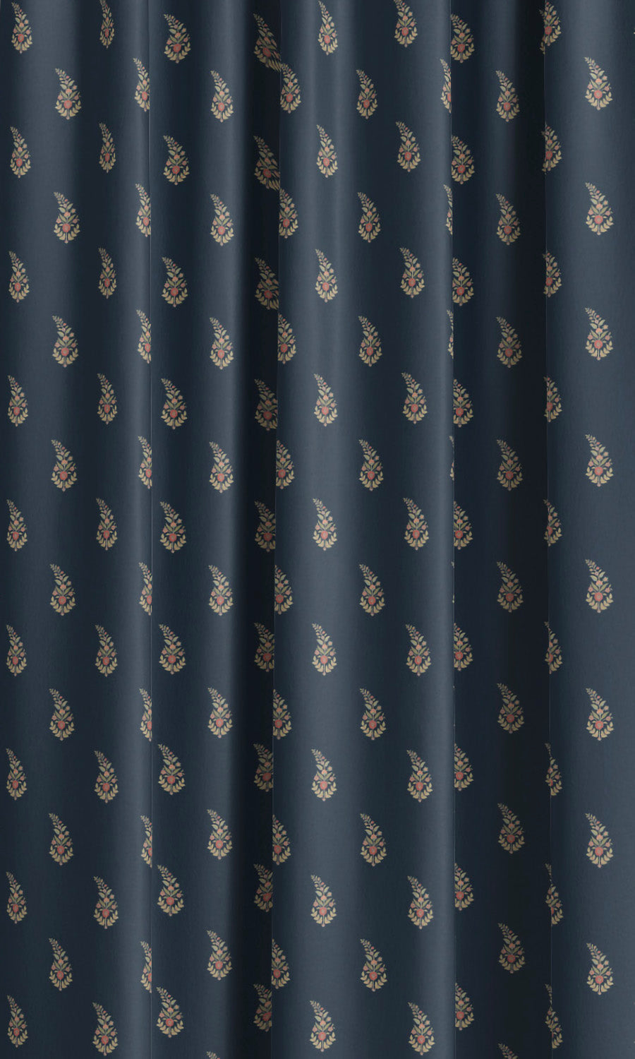 Paisley Floral Block Print Velvet Window Curtains (Charcoal Gray/ Pink/ Pale Yellow) Extra Long Short Wide