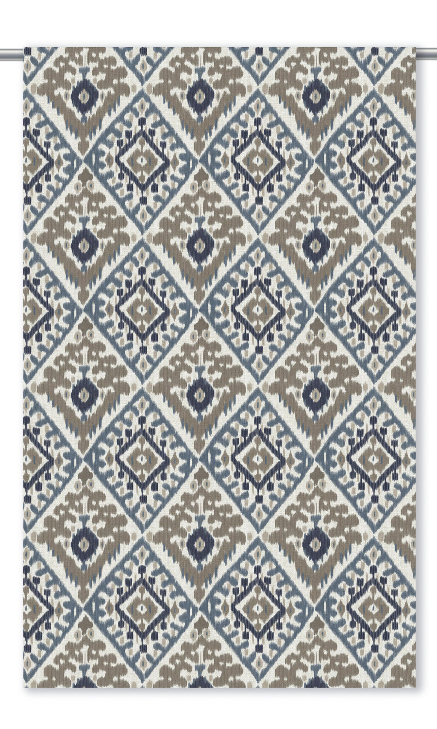 Ikat Argyle Curtain Panels (Navy Blue/ Taupe/ Brown)