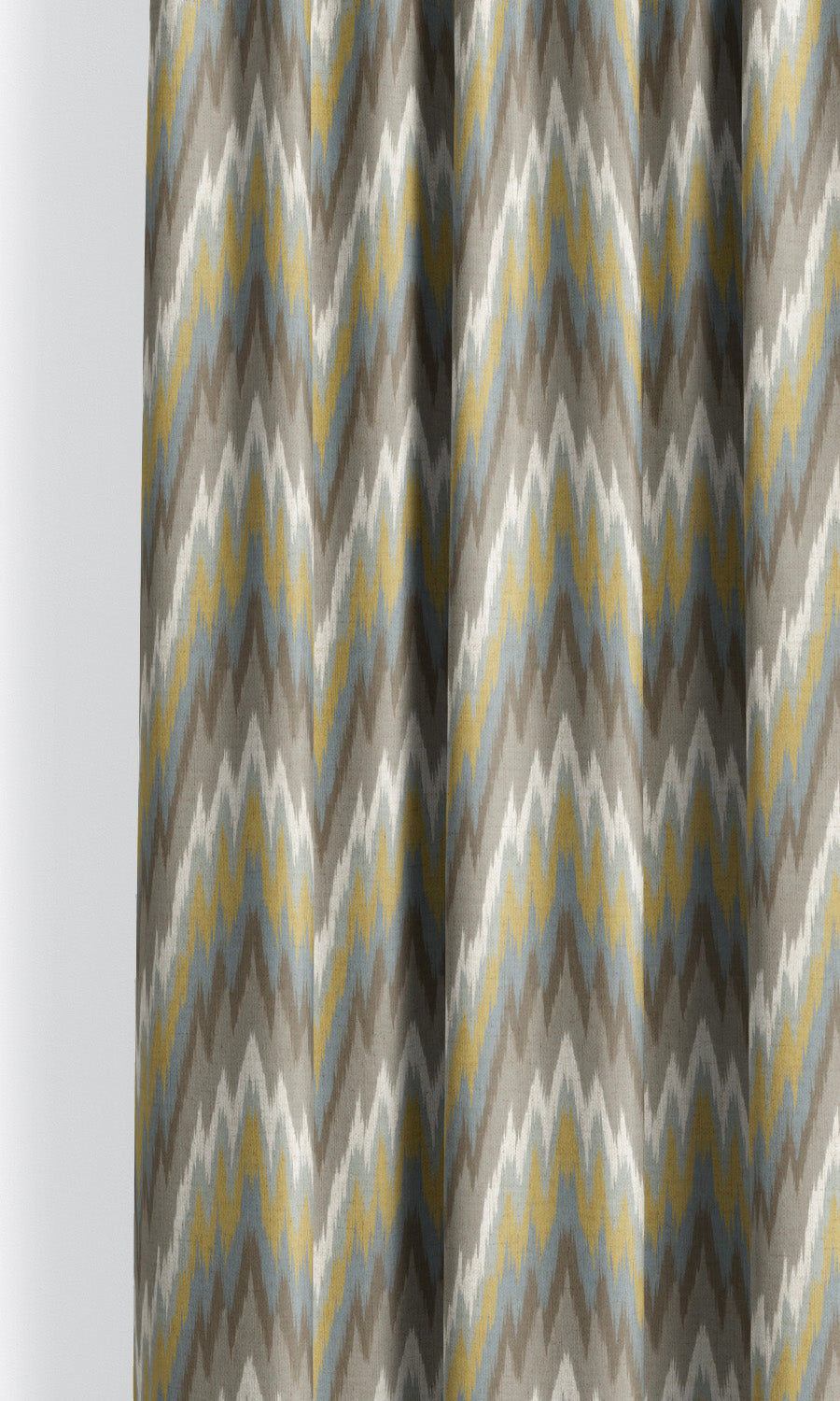 Ikat Chevron Drapes for Living, Bedroom, Kitchen, Bathroom (Warm Gray/ Chartreuse Yellow)