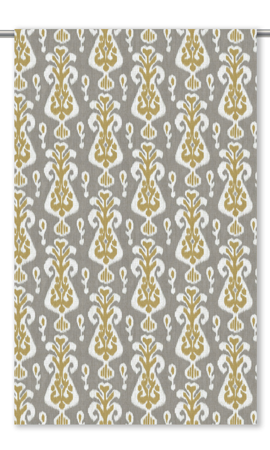 Ikat Floral Fabric Blinds (Taupe Gray/ Mustard Yellow)