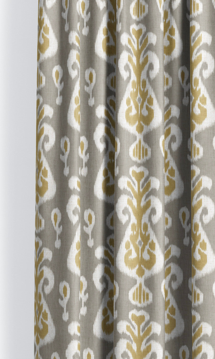 Ikat Floral Fabric Blinds (Taupe Gray/ Mustard Yellow) for Living, Bedroom, Kitchen, Bathroom