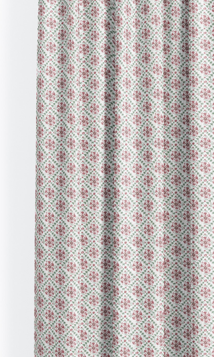 Floral Lattice Print Flat, Plain, Fake, Faux, European Relaxed Roman Shades (Red/ Pink/ White)