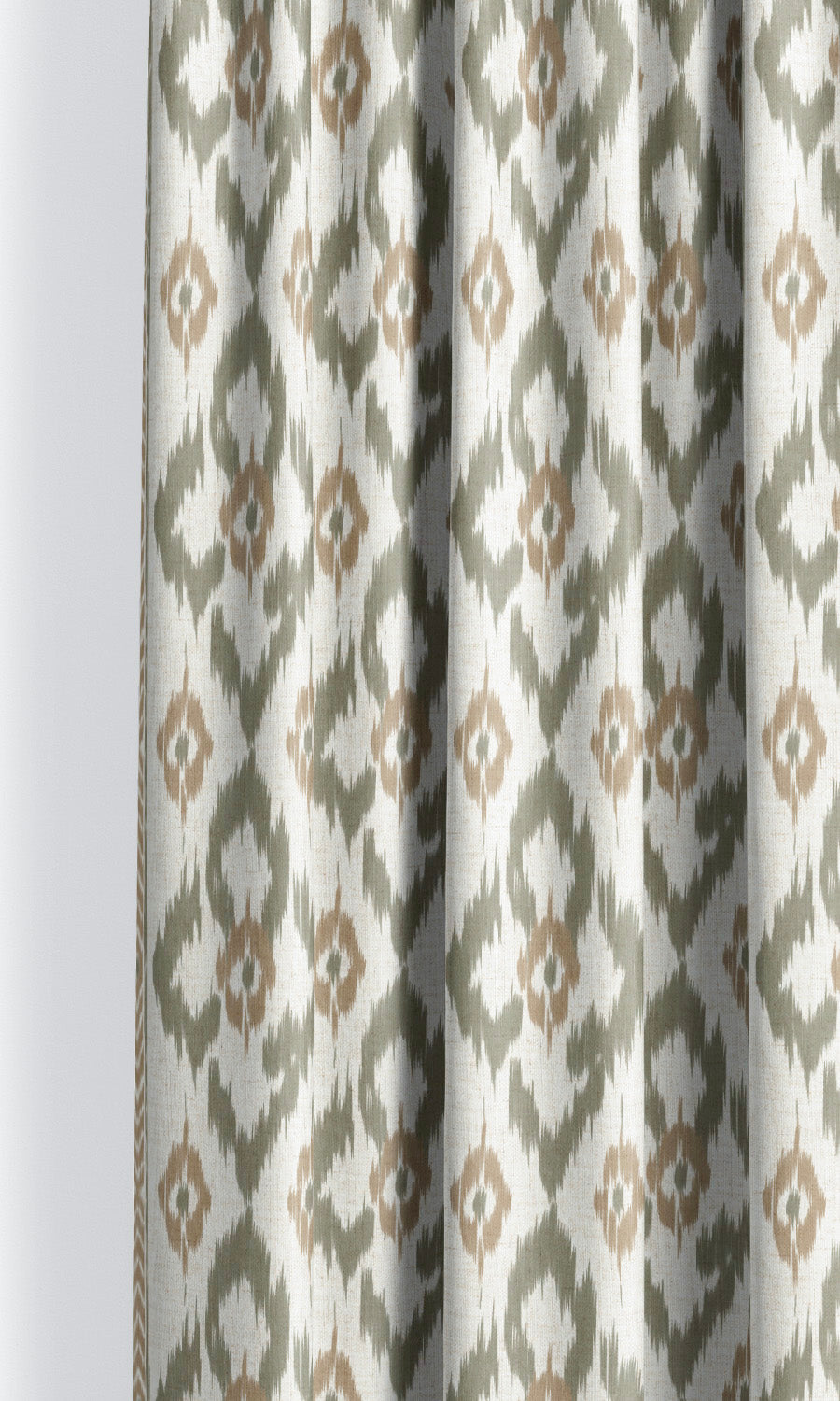 Ikat Geometric Window Curtains for Living, Bedroom, Kitchen, Bathroom (Olive Green/ Camel Brown)