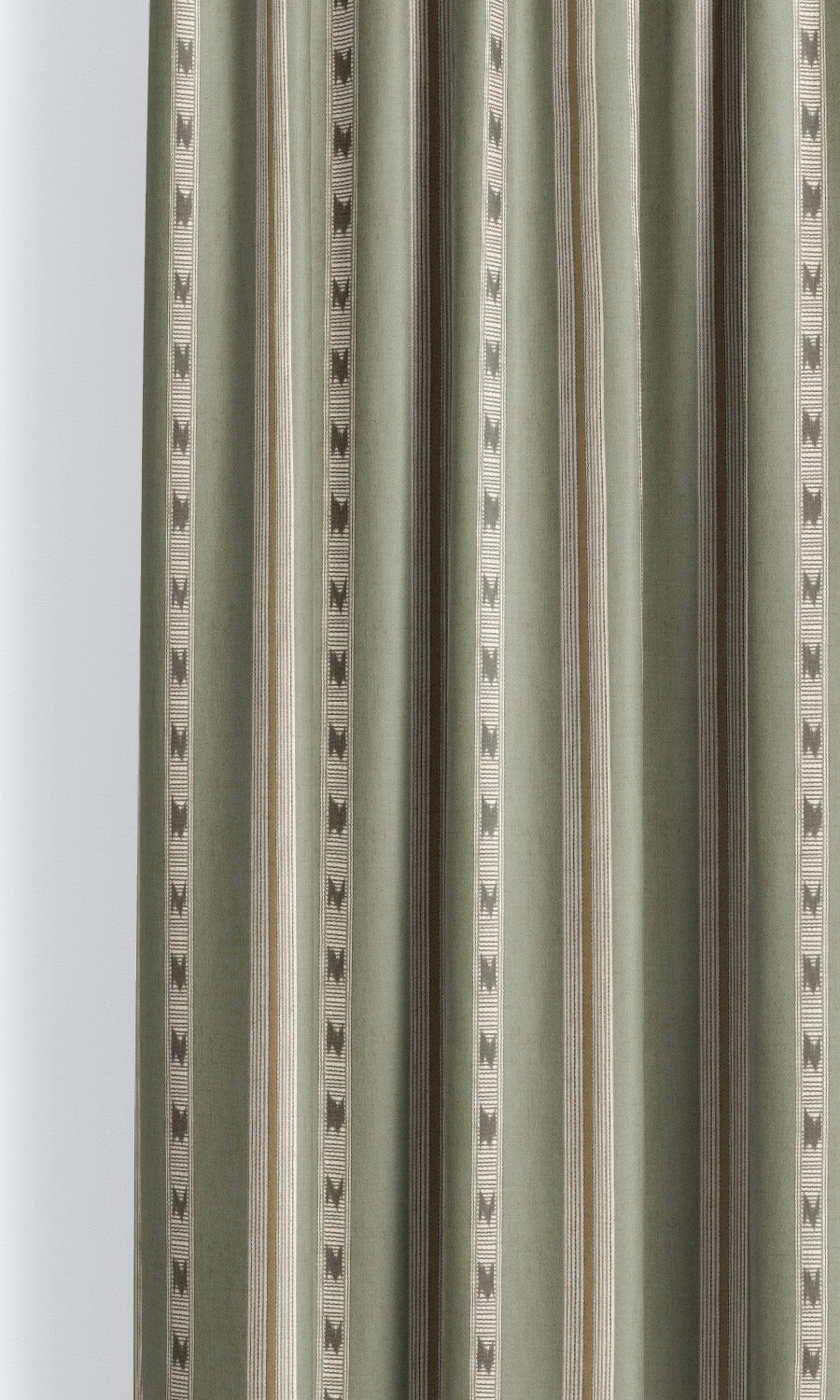 Striped Drapery (Sage Green/ Tawny Brown) Extra Long Short Wide