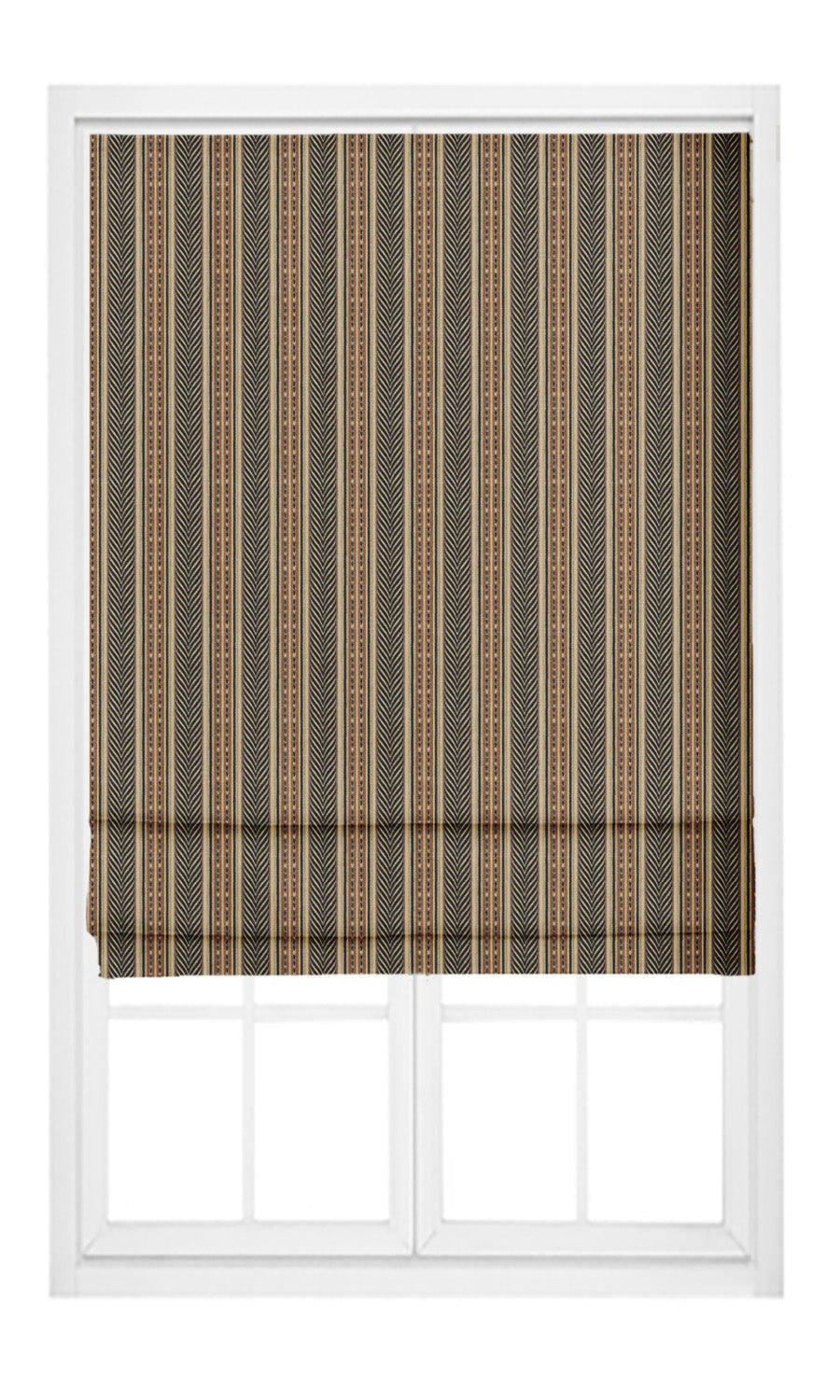 Tribal Striped Velvet Pinch Pleat, Rod Pocket, Eyelet Curtains (Brown/ Black/ Beige)