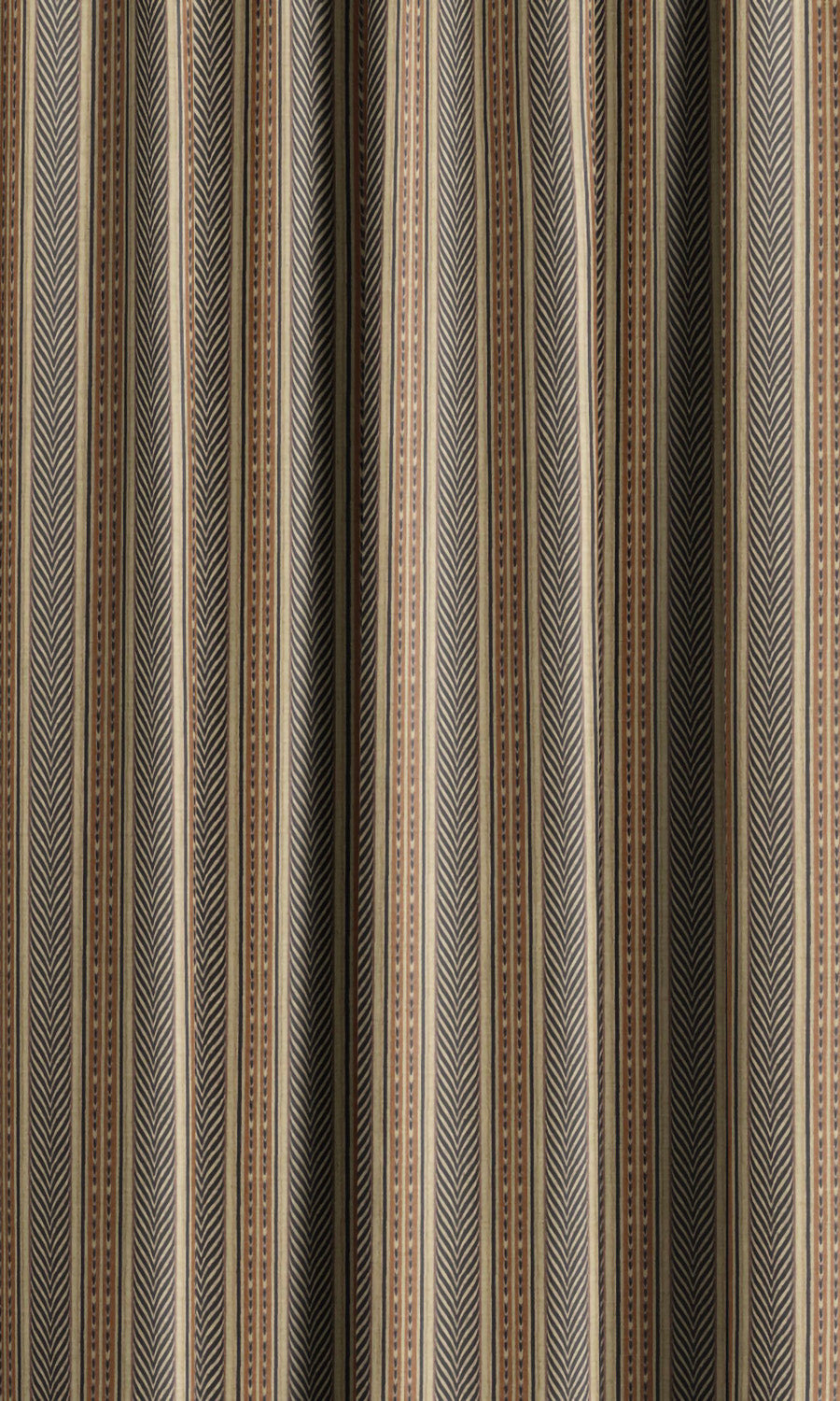 Tribal Striped Velvet Window Curtains (Brown/ Black/ Beige) Extra Long Short Wide
